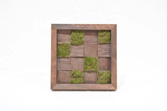 Cedar frame and moss wall hanging