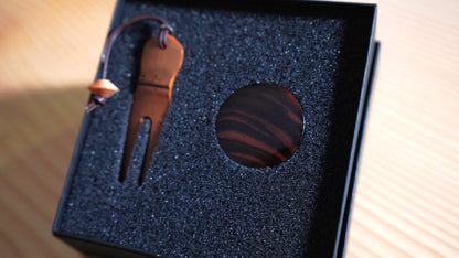 【刻印無料】銘木ゴルフマーカー＋竹製フォークセット